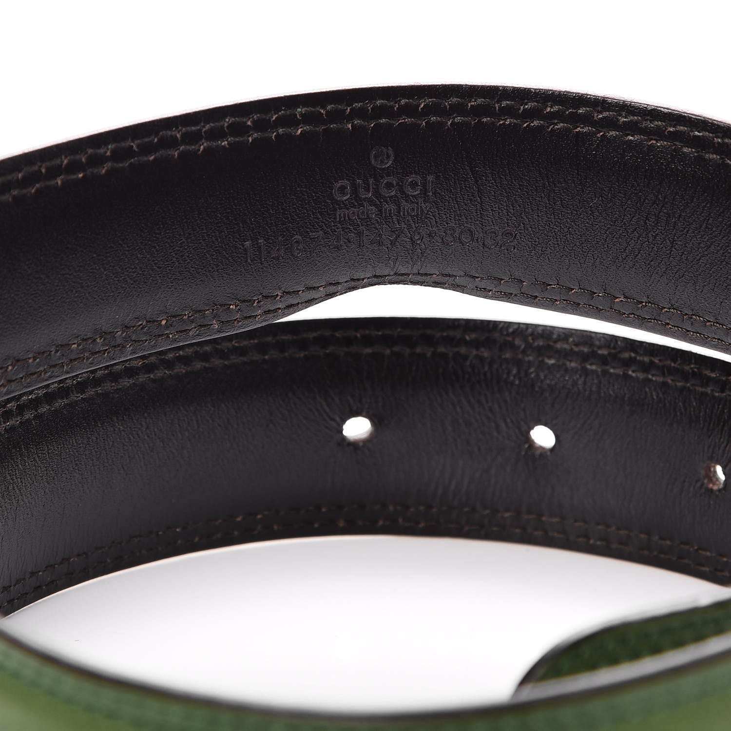 Gucci Calfskin Interlocking G Belt 80 32 Green 6 of 6