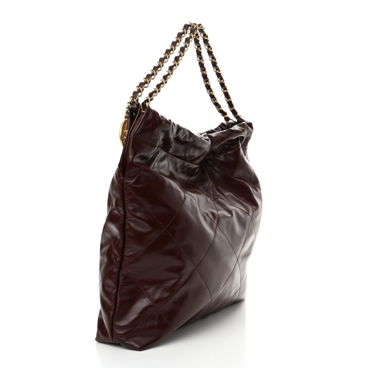 Chanel Shiny Calfskin Quilted Chanel 22 Burgundy 4 of 11