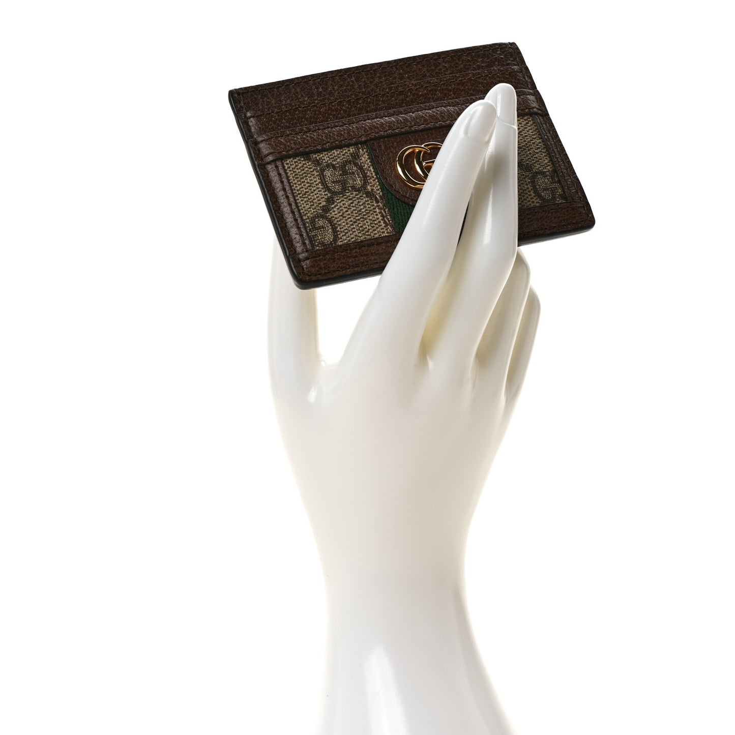 GG Supreme Monogram Ophidia Card Holder Brown