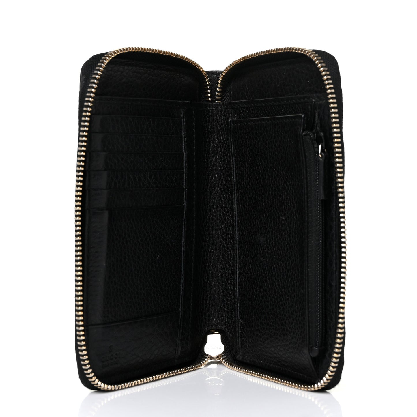 Pebbled Calfskin Medium Soho Zip Around Wallet Black
