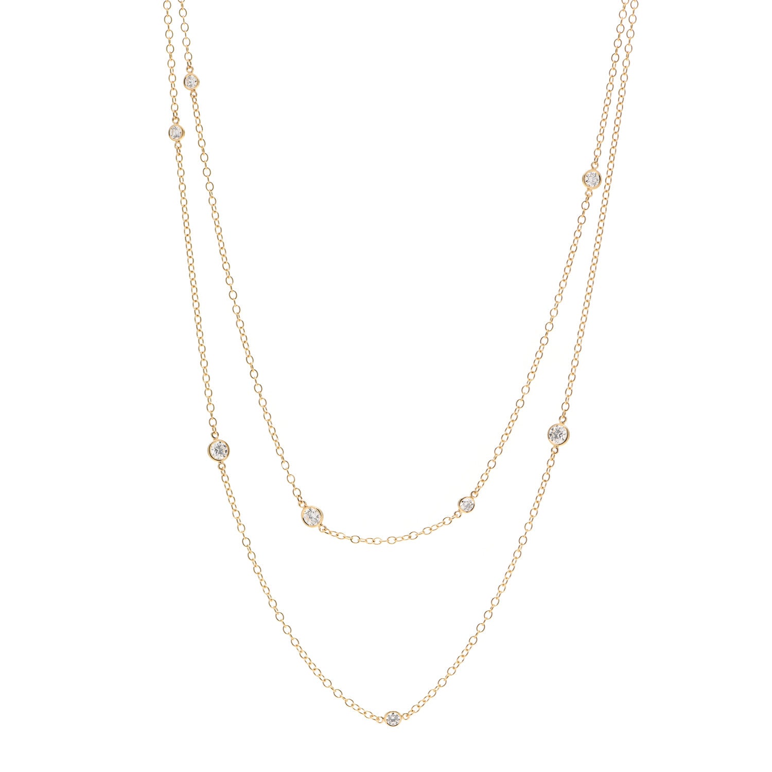 Tiffany 18K Yellow Gold 1.21ctw Elsa Peretti Diamonds by the Yard Sprinkle Necklace 1 of 7