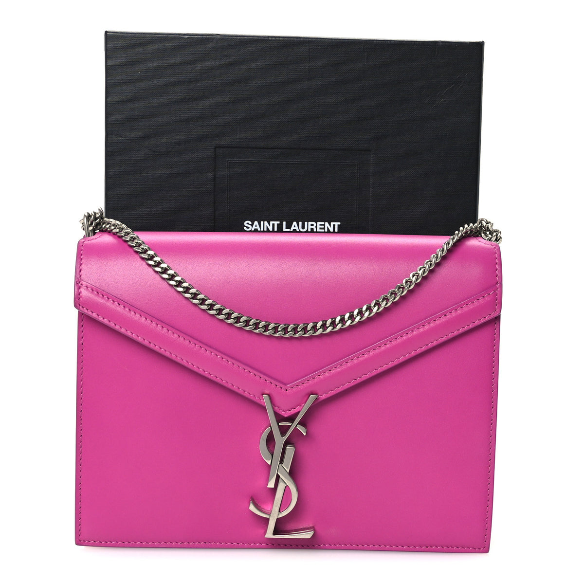 Smooth Calfskin Monogram Cassandra Clasp Bag Electric Fuchsia