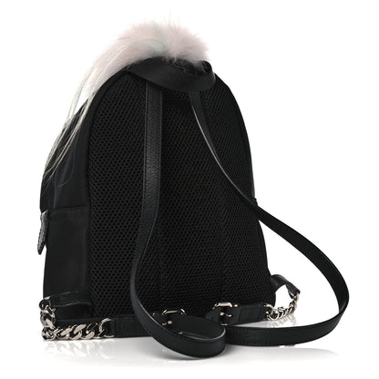 Fendi Nylon Vitello Elite Fox Goat Fur Monster Eyes Studded Mini Backpack Black Peonia Multicolor 3 of 12