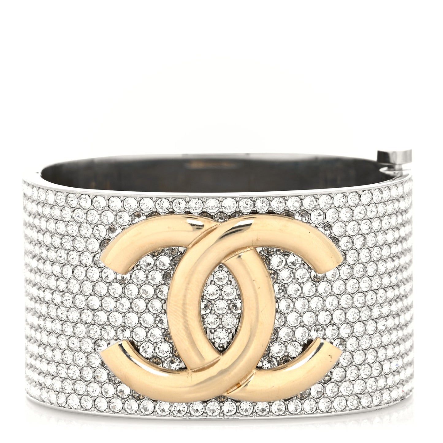 Metal Crystal CC Cuff Silver Gold