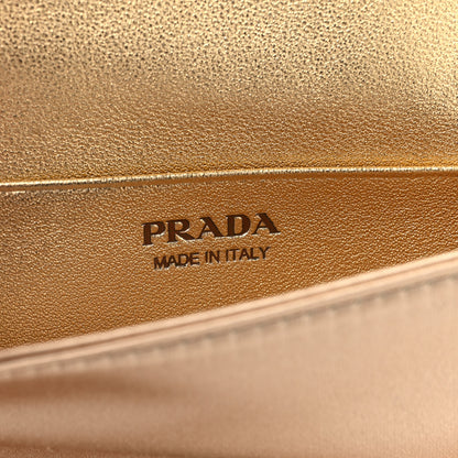Prada Satin Crystal Metal Triangle Logo Card Holder With Strap Platino 6 of 11