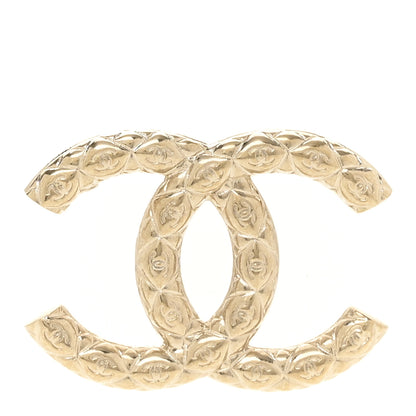 Chanel Metal CC Diamond Quilted Brooch Light Gold 1 of 4