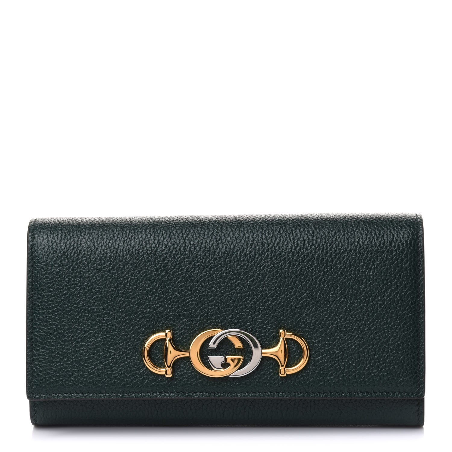 Gucci Grainy Calfskin Zumi Continental Wallet Vintage Green 1 of 10
