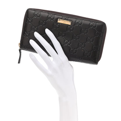 Gucci Guccissima Margaux Calfskin Metal Bar Zip Around Wallet Chocolate 2 of 10