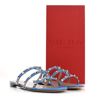 Valentino Garavani Nappa Rockstud Caged Flat Slide Sandals 39.5 Denim 10 of 10