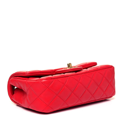 Chanel Lambskin Quilted Mini Rectangular Pearl Crush Flap Red 4 of 9
