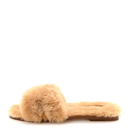 Hermes Woolskin Oran Sandals 37 Beige Argile 1 of 8