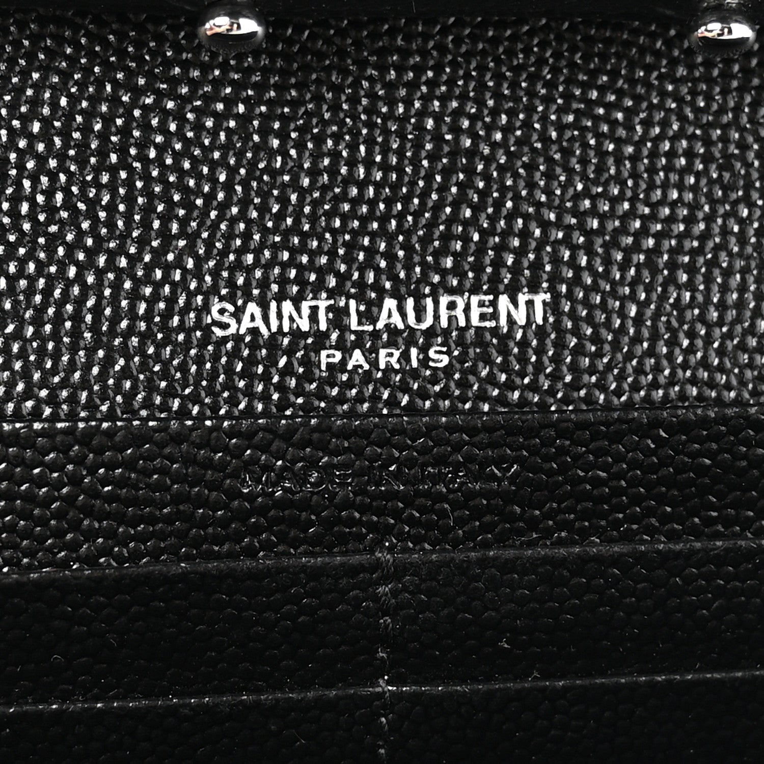 Saint Laurent Grain De Poudre Matelasse Chevron Monogram Chain Wallet Black 6 of 12
