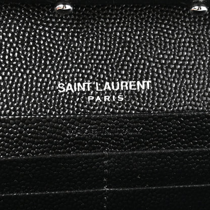 Saint Laurent Grain De Poudre Matelasse Chevron Monogram Chain Wallet Black 6 of 12