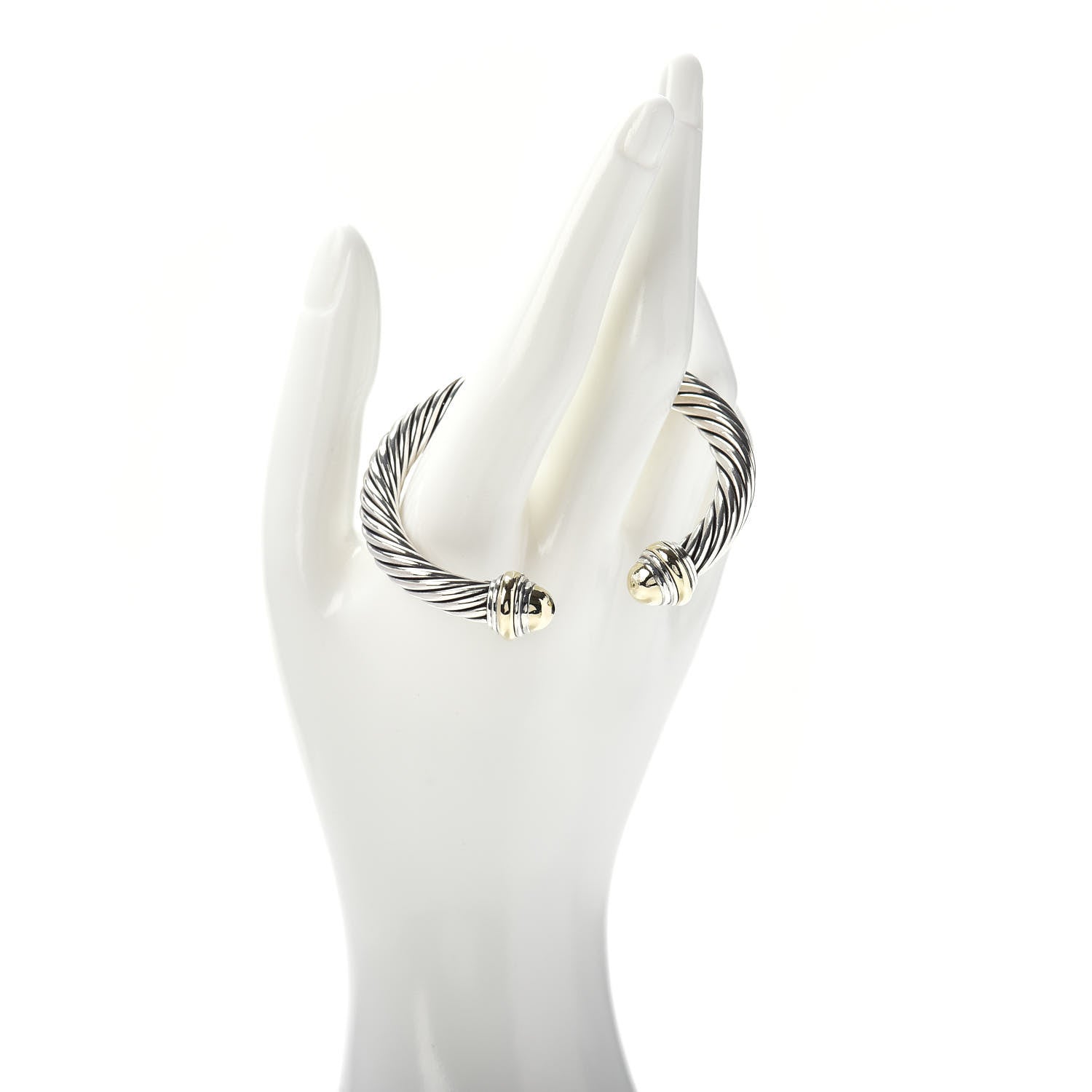 David Yurman Sterling Silver 14K Yellow Gold 7mm Cable Classics Bracelet 2 of 4