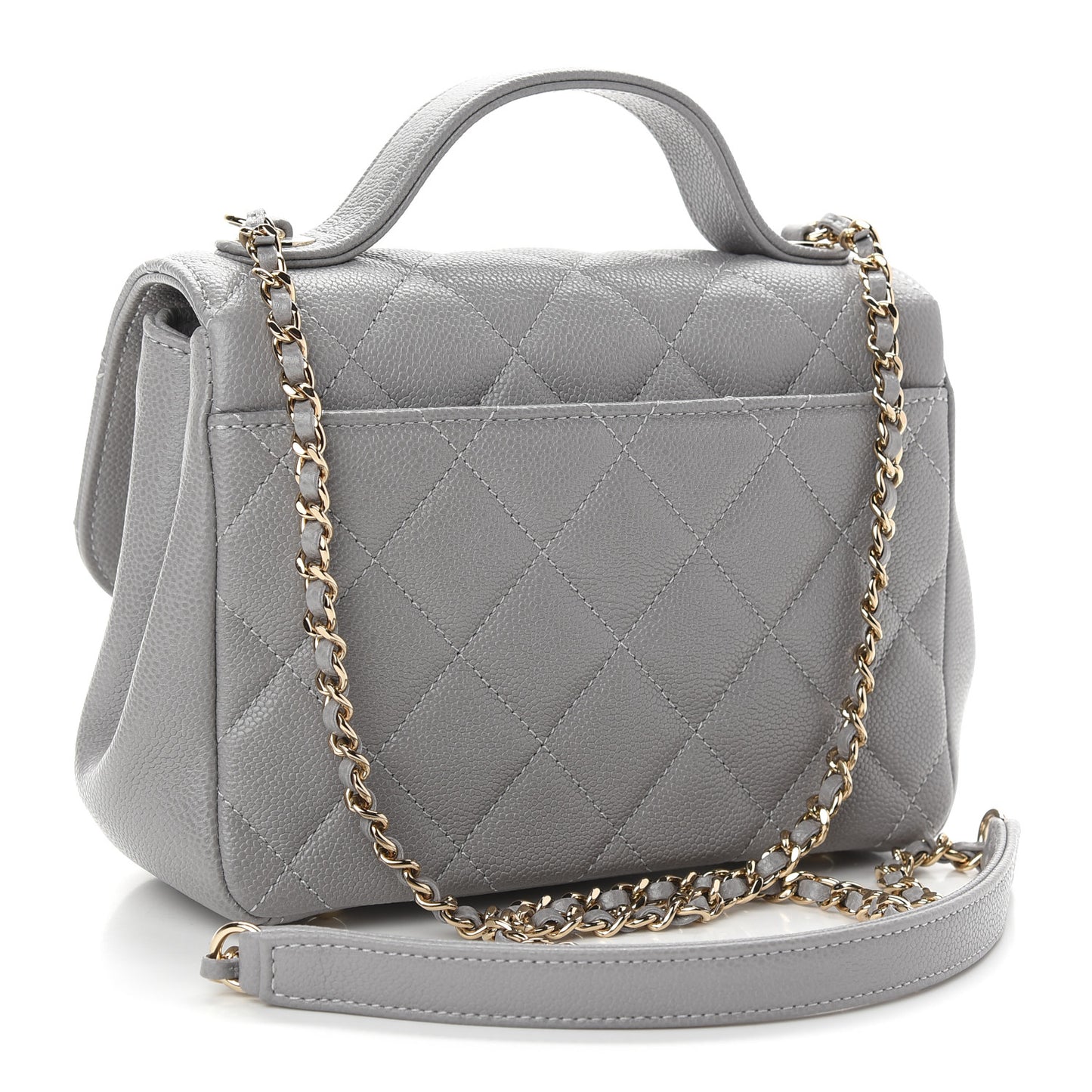 Caviar Quilted Small Business Affinity Flap Grey