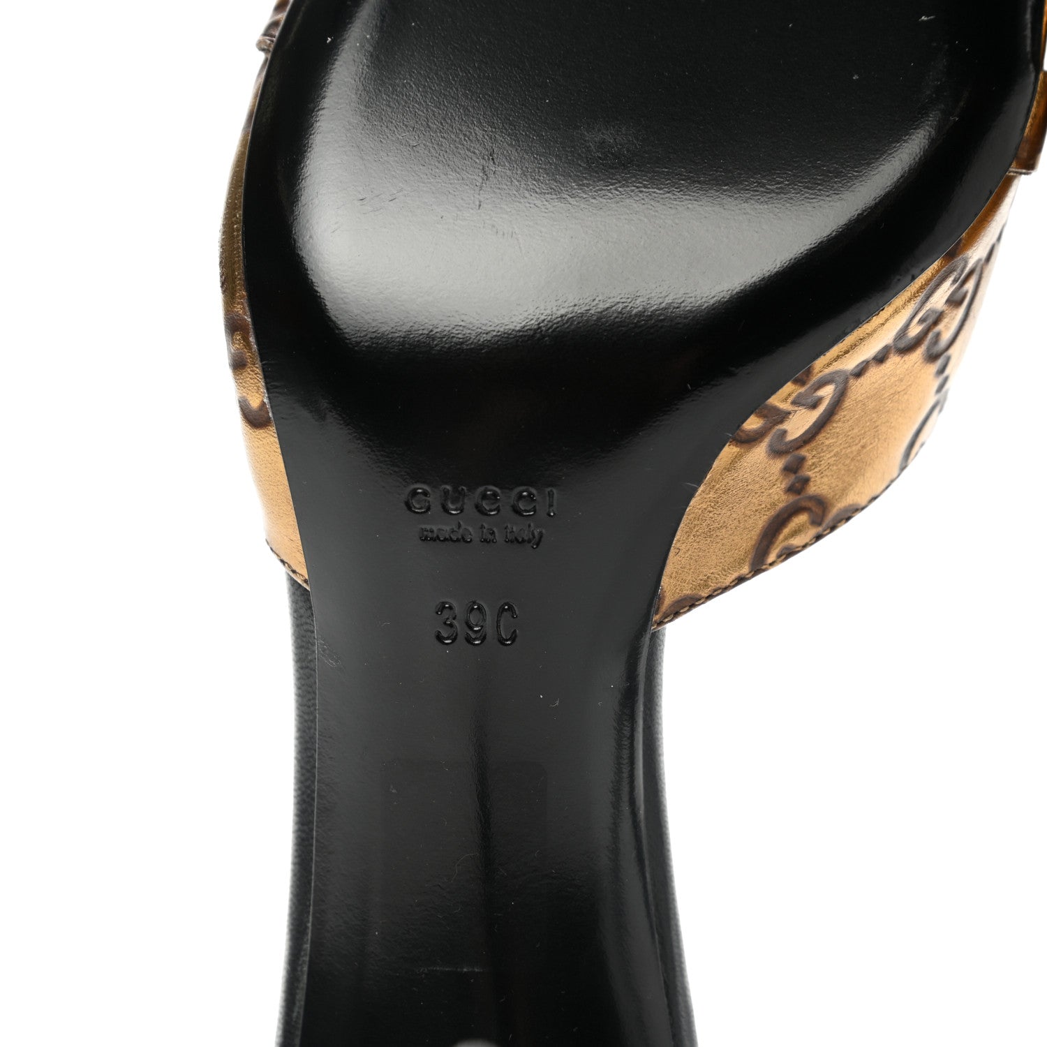 Gucci Guccissima Horsebit Mid Heel Slides 39 Bronze 6 of 9