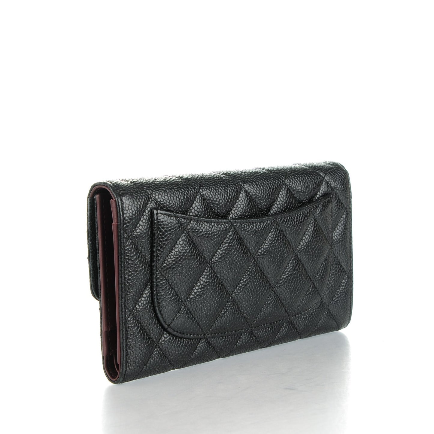 Caviar Quilted Large Flap Wallet Black