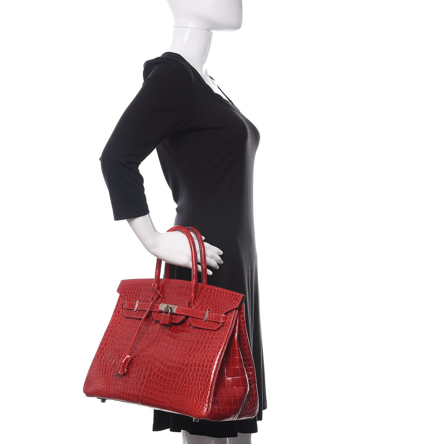 Shiny Porosus Crocodile Birkin 35 Rouge Vif