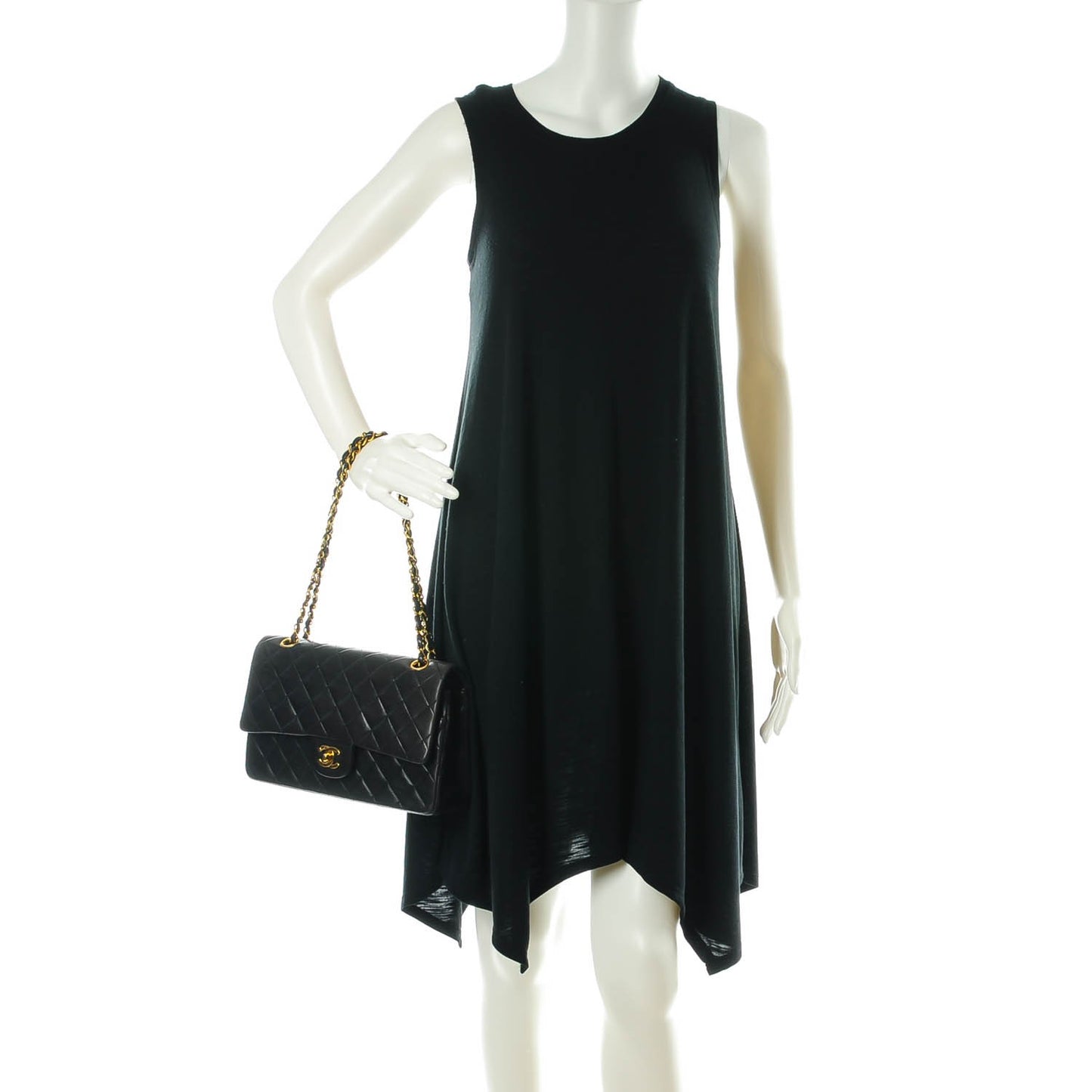 Lambskin Quilted Medium Double Flap Black