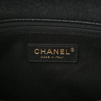 Chanel Caviar Elaphe Quilted Medium Coco Handle Flap Black Burgundy 5 of 9