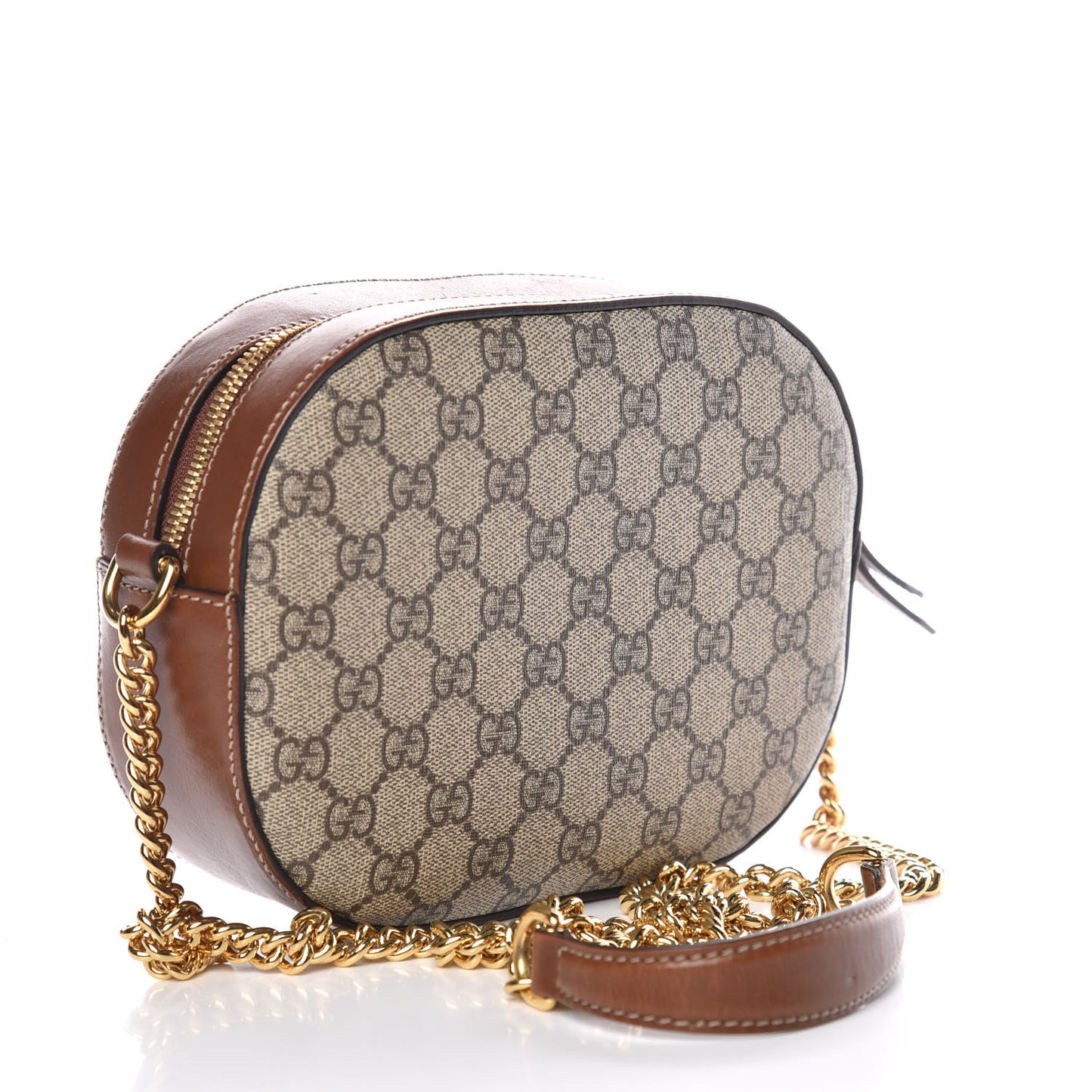 GG Supreme Monogram Cuoio Toscano Mini Chain Shoulder Bag Beige Ebony Cuir