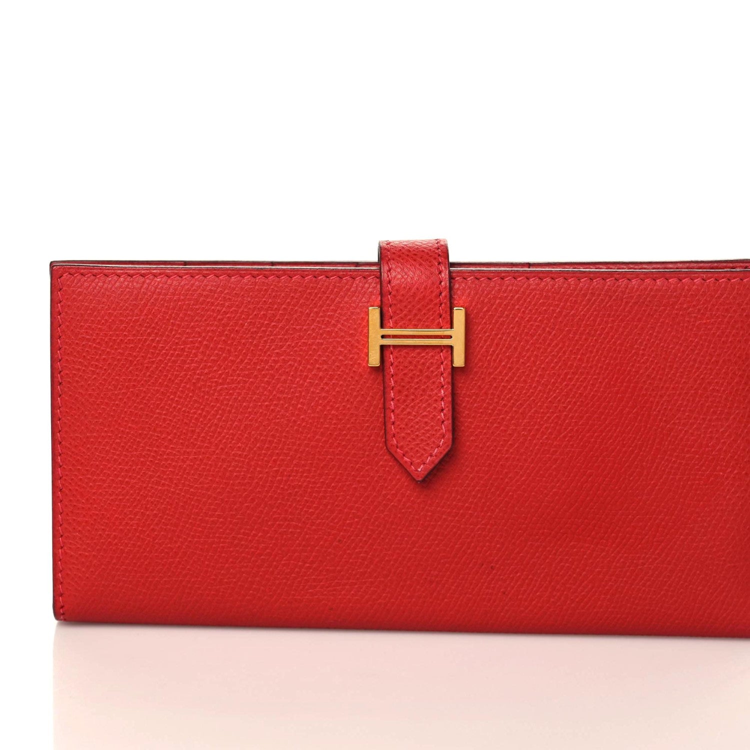 Hermes Epsom Bearn Gusset Wallet Rouge Casaque 7 of 8