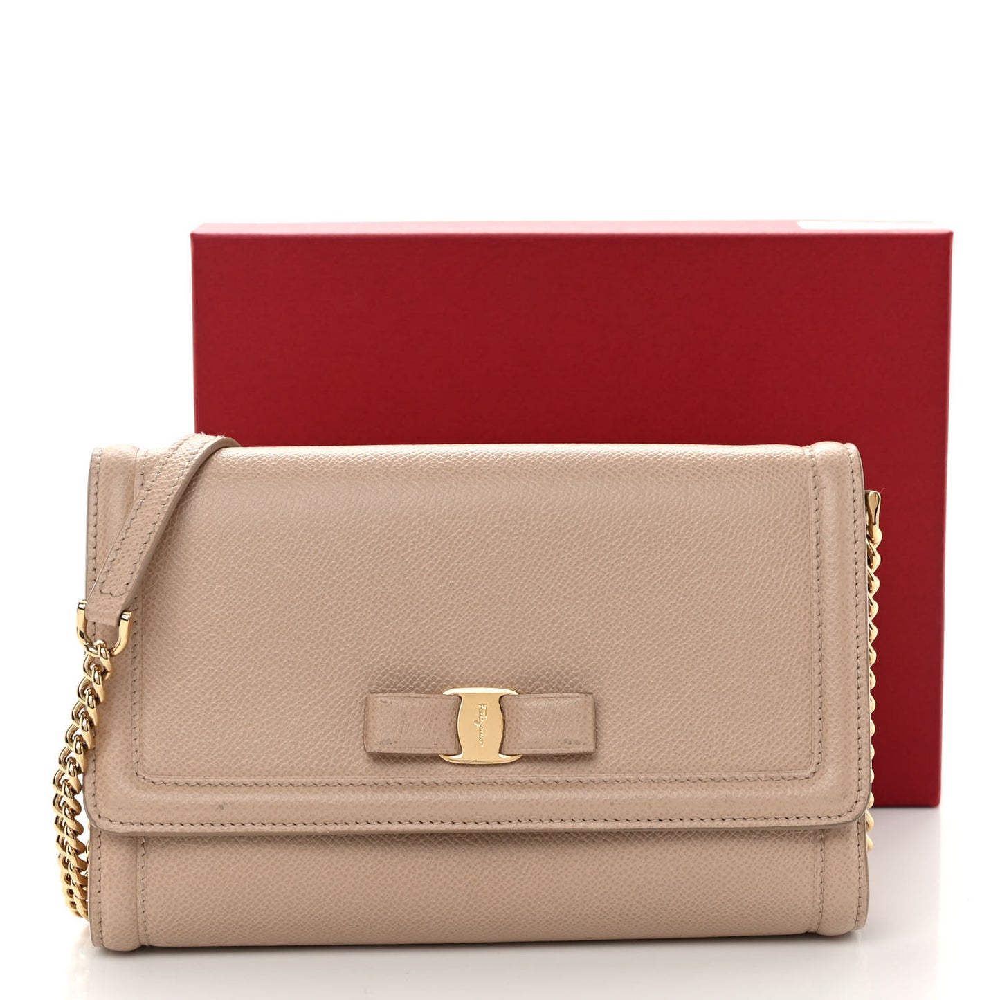 Hammered Calfskin Vara Bow Minibag Beige