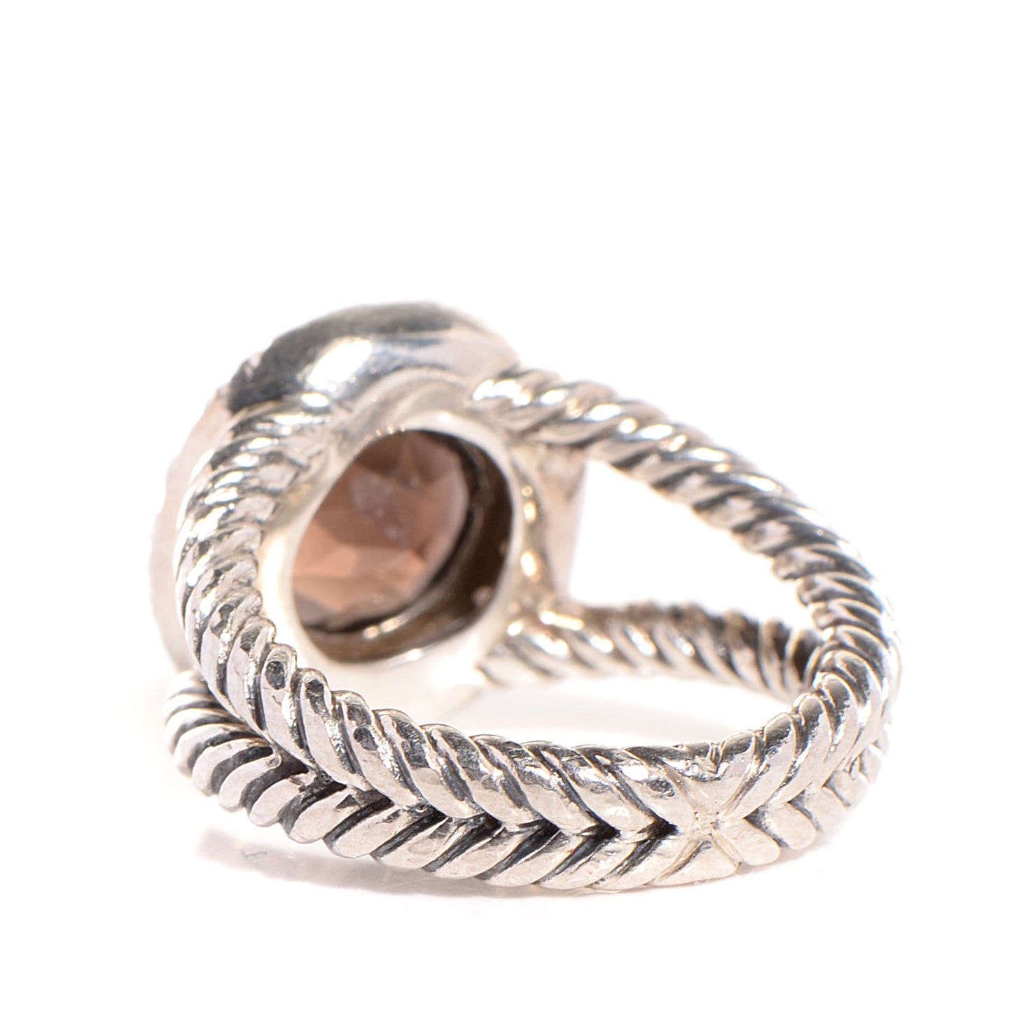 Sterling Silver Diamond Smoky Quartz 8mm Petite Cerise Ring 48 4.5
