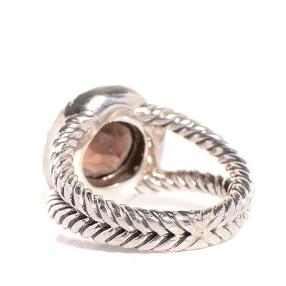 David Yurman Sterling Silver Diamond Smoky Quartz 8mm Petite Cerise Ring 48 4.5 3 of 4