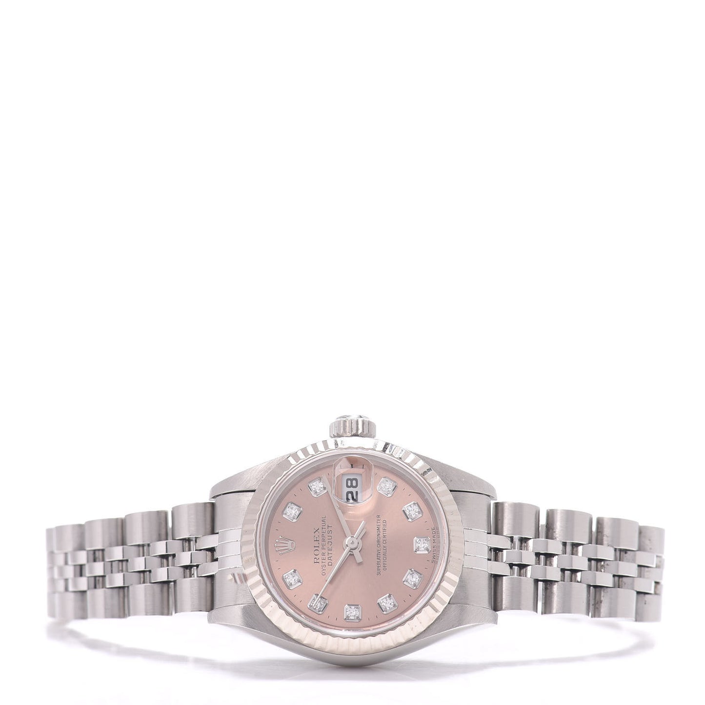 Stainless Steel 18K White Gold Diamond 26mm Oyster Perpetual Datejust Watch Pink 79174