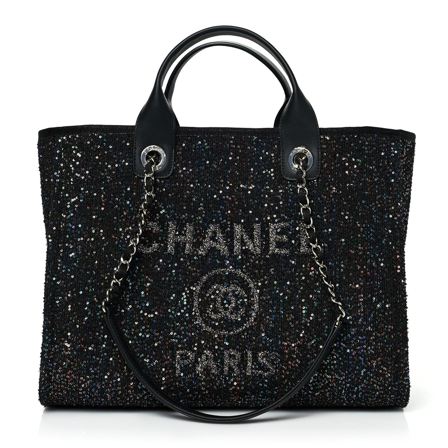 Calfskin Sequin Small Deauville Tote Black