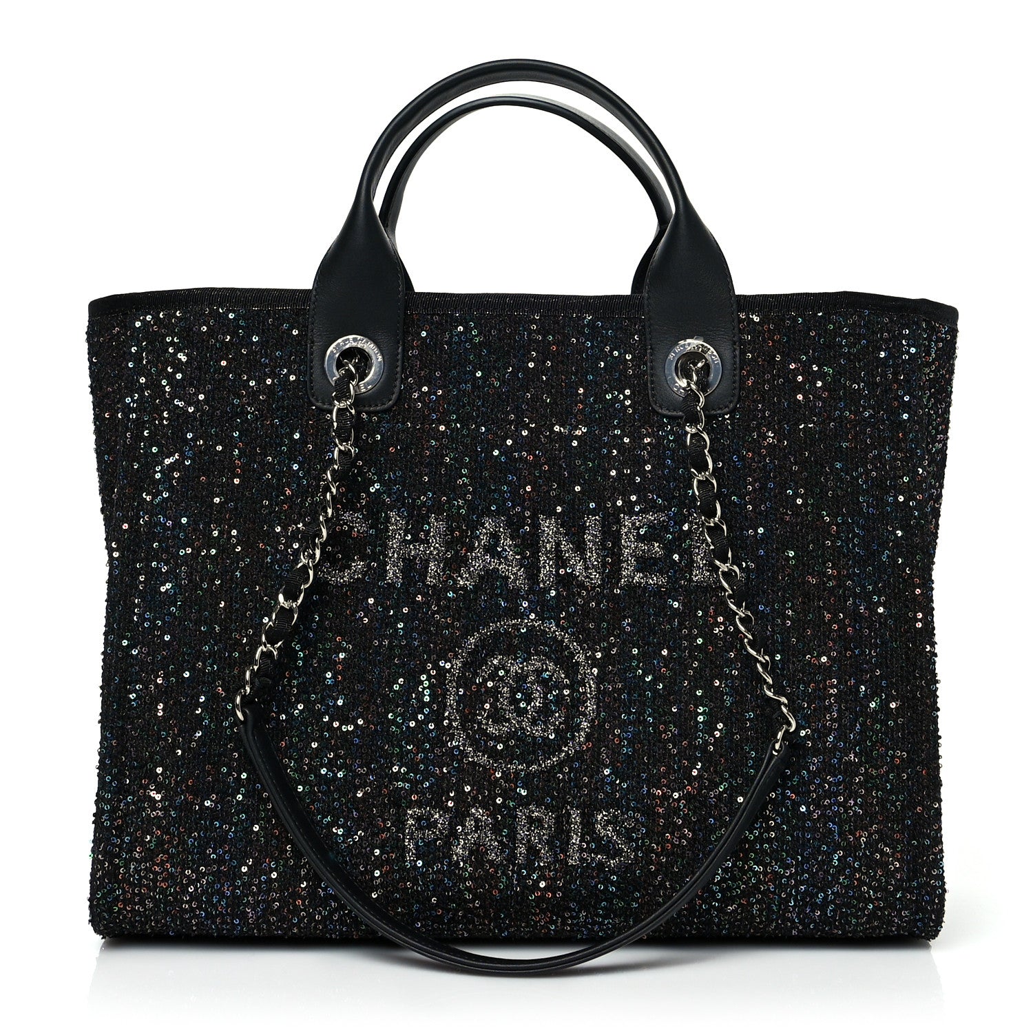 Chanel Calfskin Sequin Small Deauville Tote Black 1 of 10