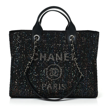 Chanel Calfskin Sequin Small Deauville Tote Black 1 of 10