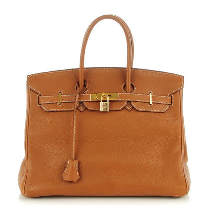 Hermes Taurillon Clemence Birkin 35 Gold 1 of 24