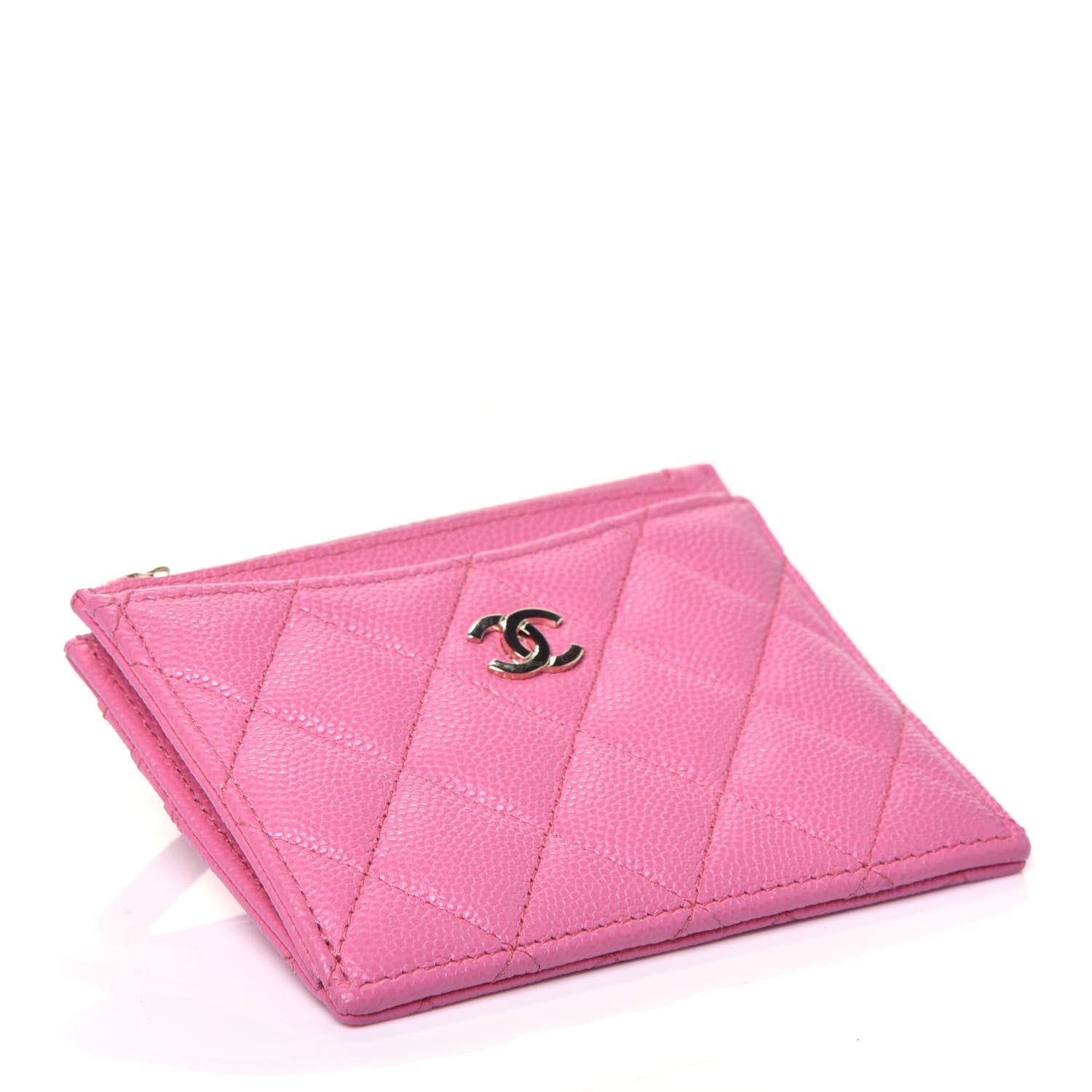 Chanel Caviar Quilted CC Zip Card Holder Pink 4 of 7