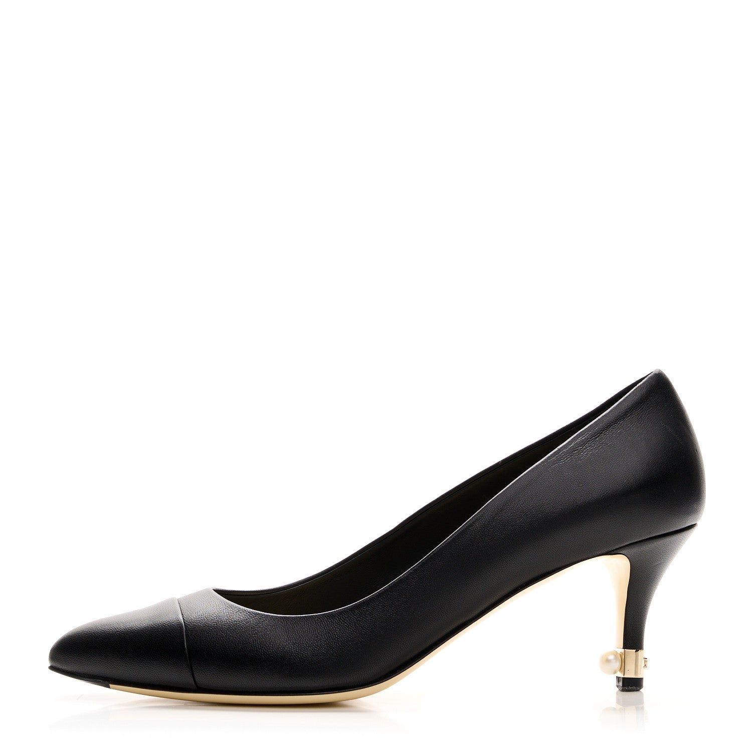 Chanel Lambskin Cap Toe Pearl Pumps 40 Black 1 of 8