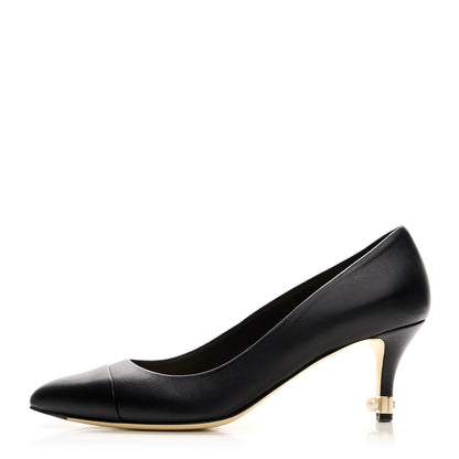 Chanel Lambskin Cap Toe Pearl Pumps 40 Black 1 of 8