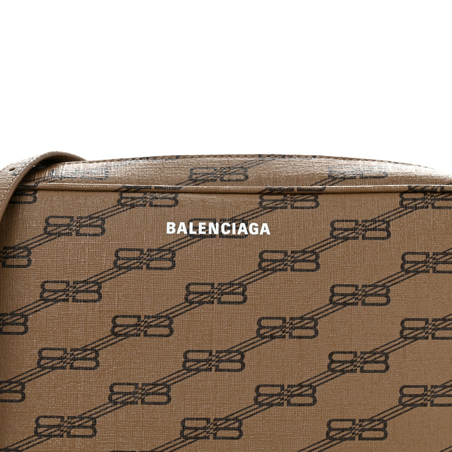 Coated Canvas BB Monogram Medium Signature Camera Bag Beige Brown