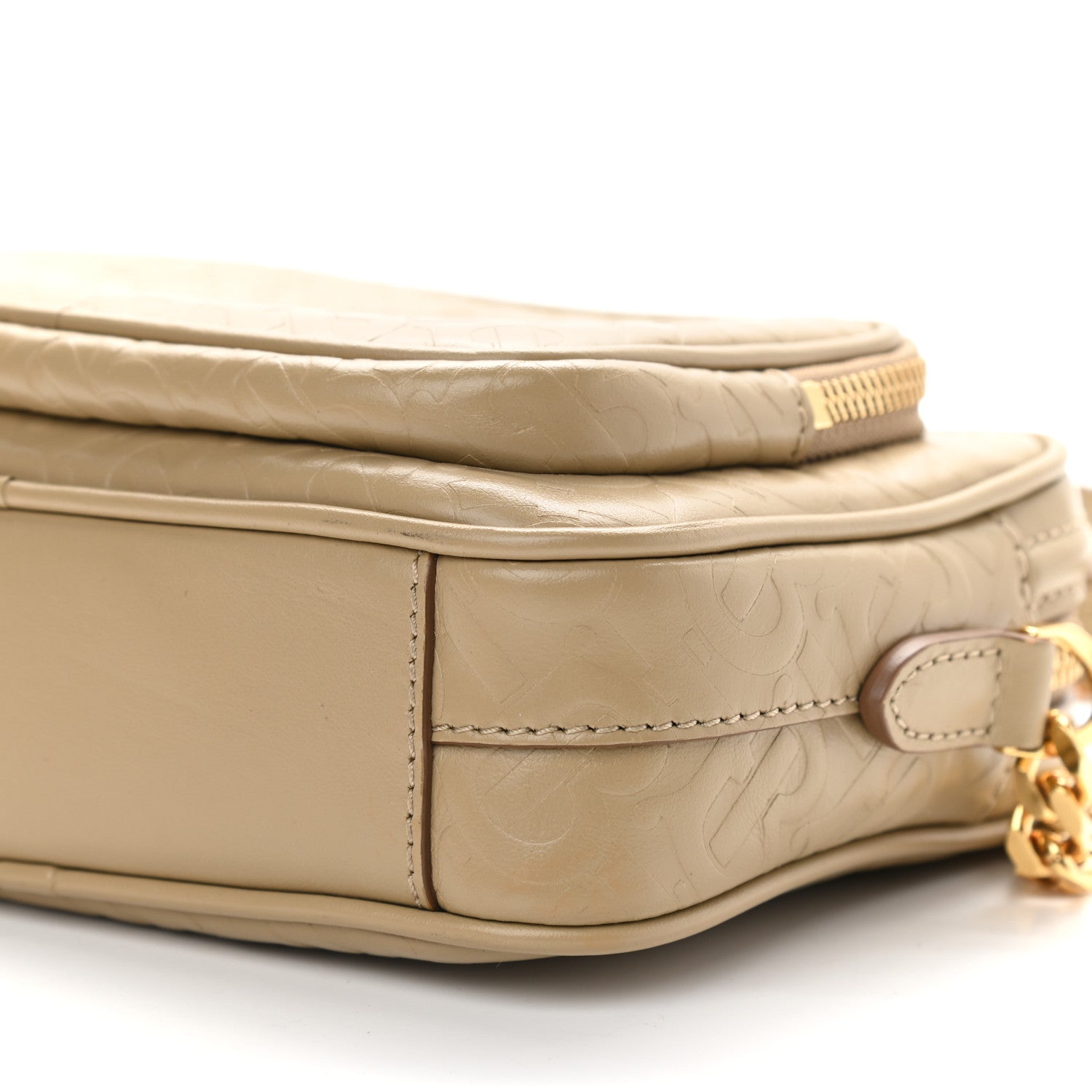 Burberry Calfskin Embossed Monogram Camera Chain Bag Honey 9 of 9