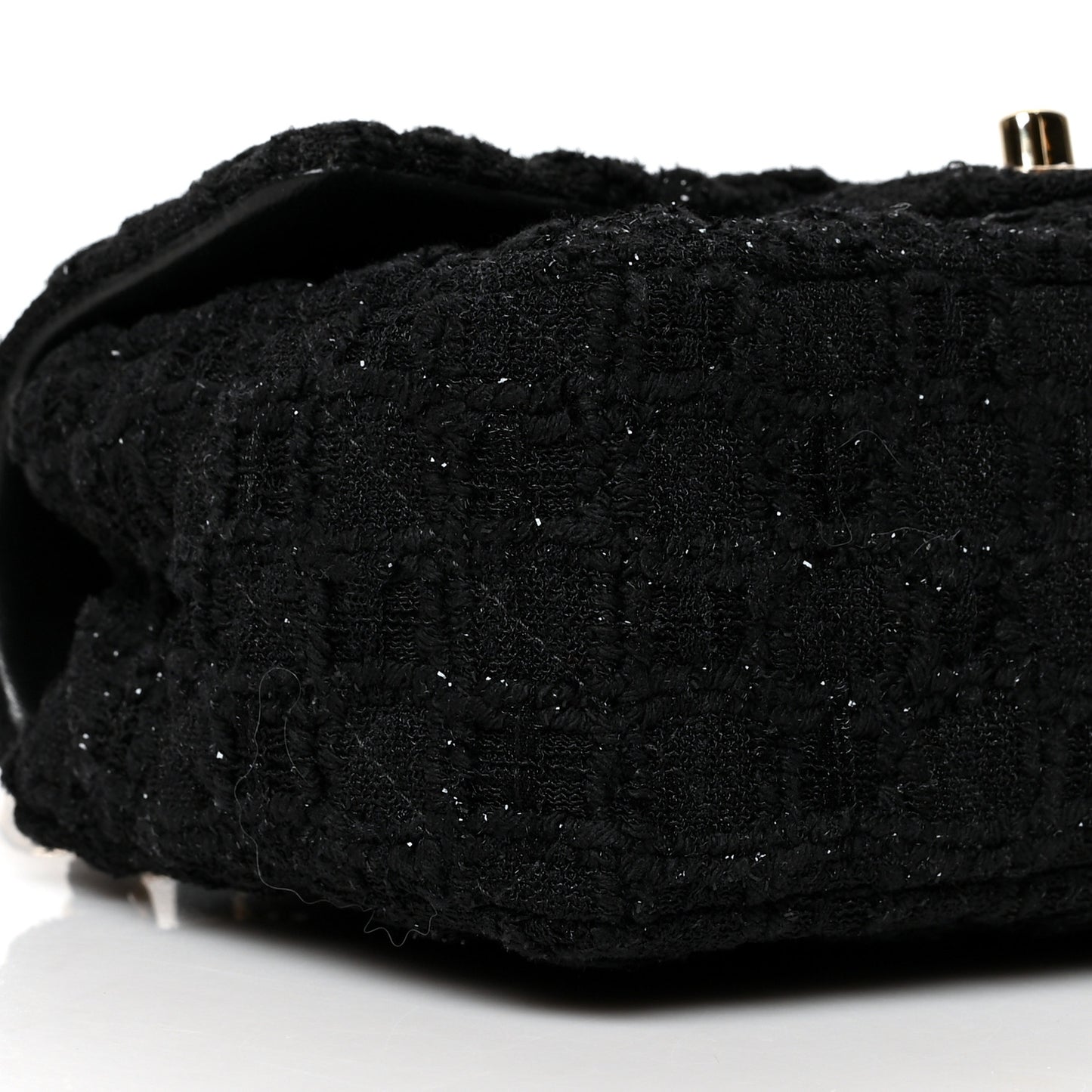 Tweed Quilted Mini Rectangular Flap Black