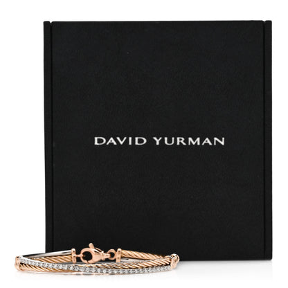 David Yurman 18K White Rose Gold Diamond Crossover Bracelet 4 of 4