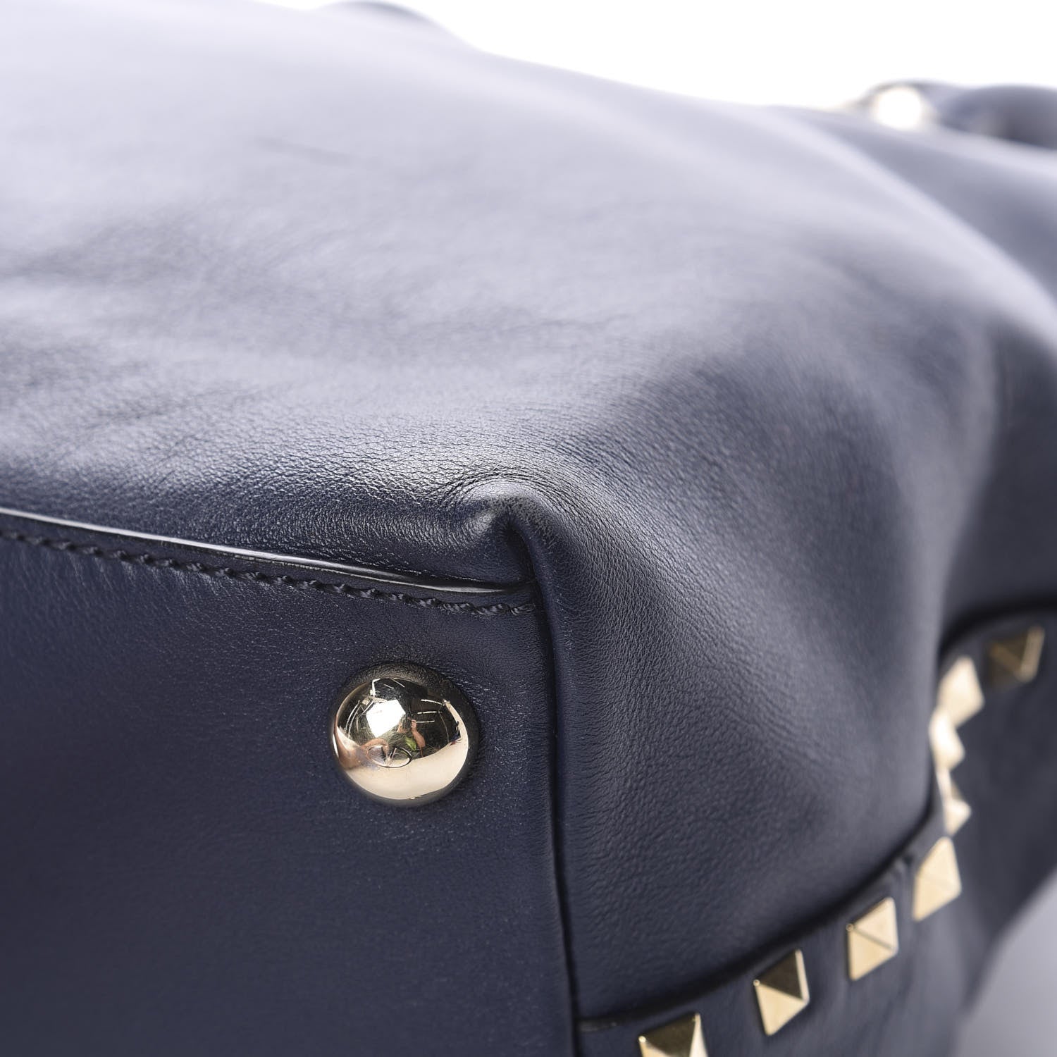 Valentino Garavani Vitello Rockstud Dome Satchel Marine 11 of 14