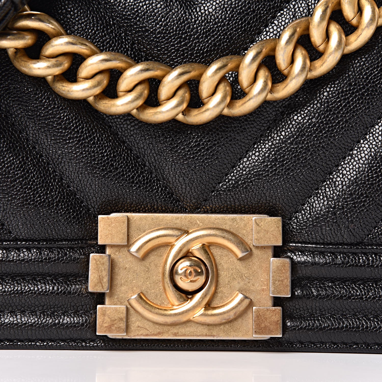 Chanel Caviar Chevron Quilted Small Boy Flap Black 9 of 12
