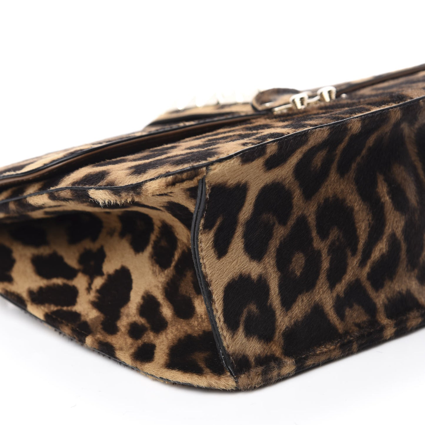 Calf Hair Leopard Print Large Glam Lock Rockstud Flap