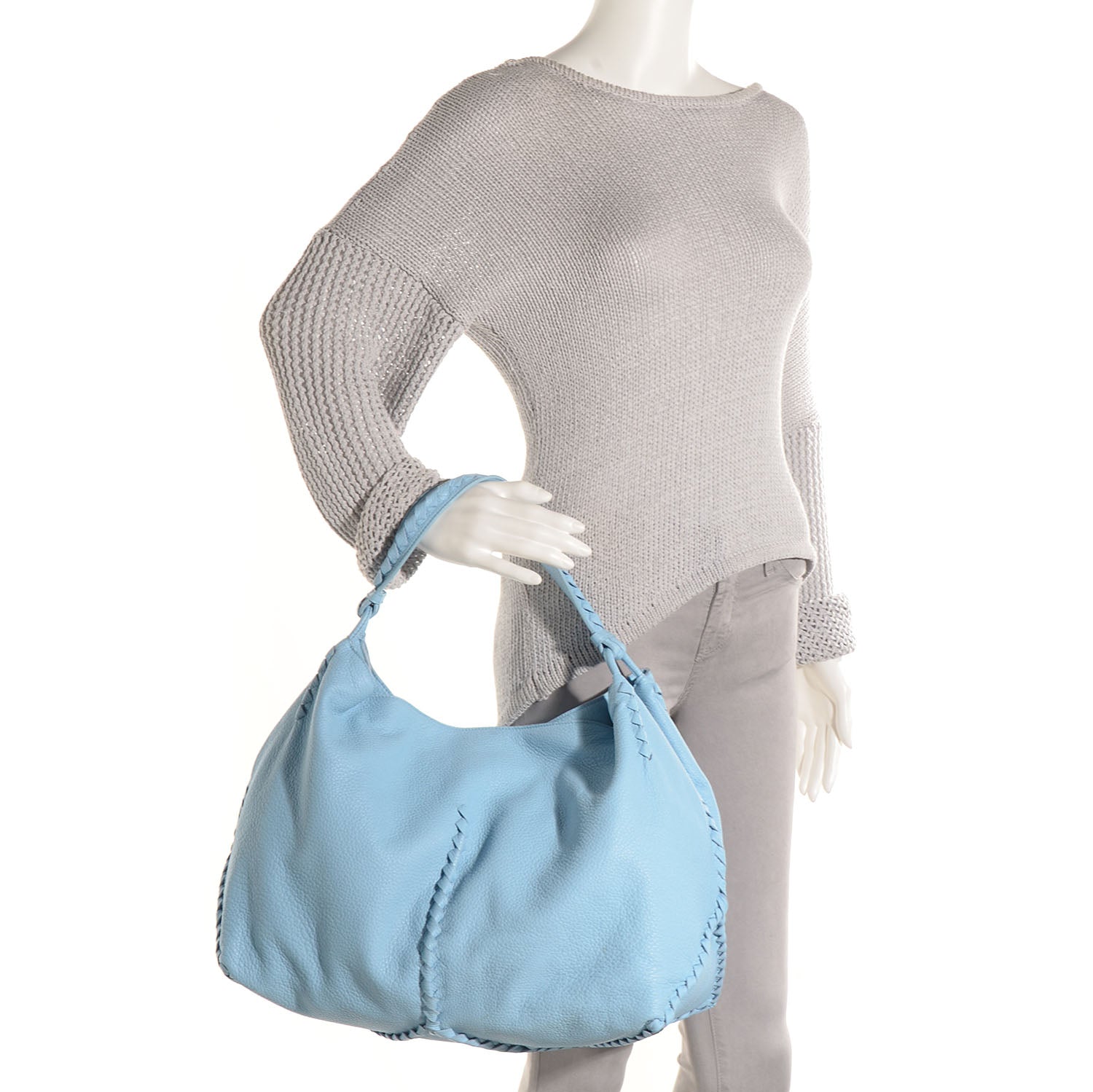 Bottega Veneta Washed Cervo Deerskin Large Hobo Ciel 2 of 9