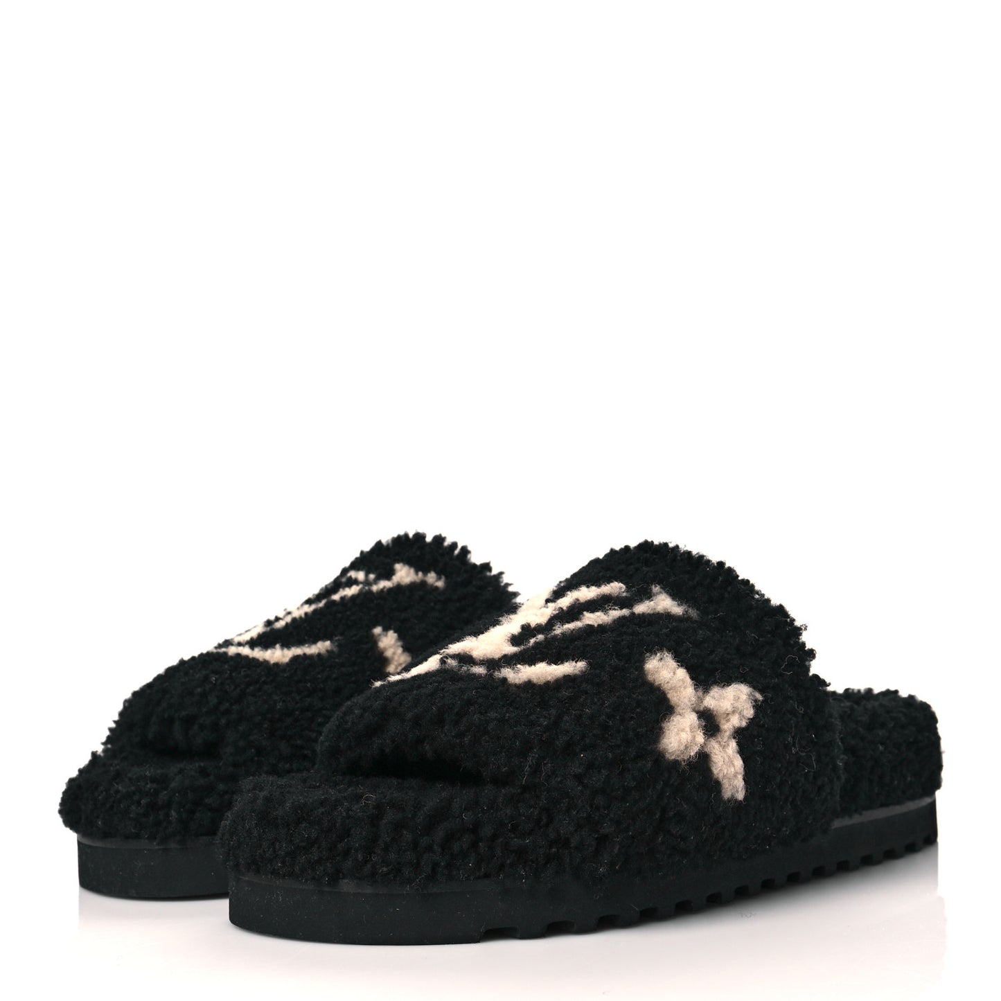 Shearling Monogram Giant Paseo Flat Comfort Mule 38 Black