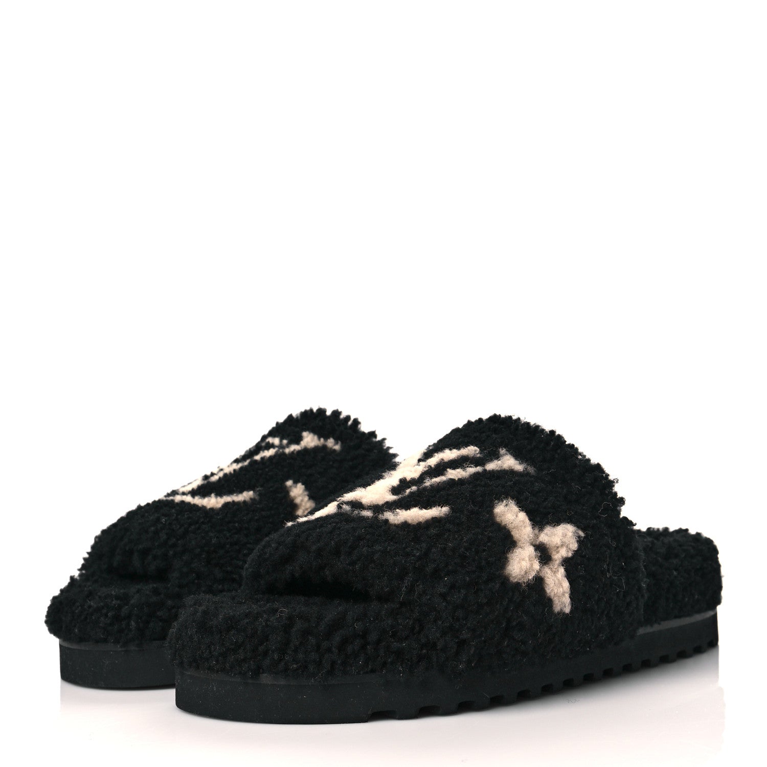 Louis Vuitton Shearling Monogram Giant Paseo Flat Comfort Mule 38 Black 3 of 8