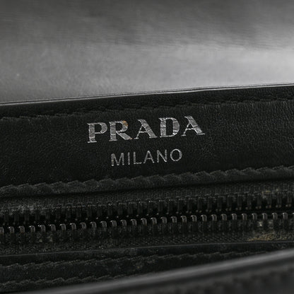 Prada Glace Calfskin Studded Crossbody White Black 6 of 13
