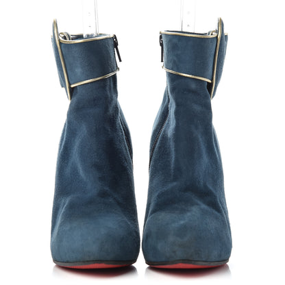 Christian Louboutin Suede Trottinette 140 Ankle Boots 39.5 Blue 2 of 9