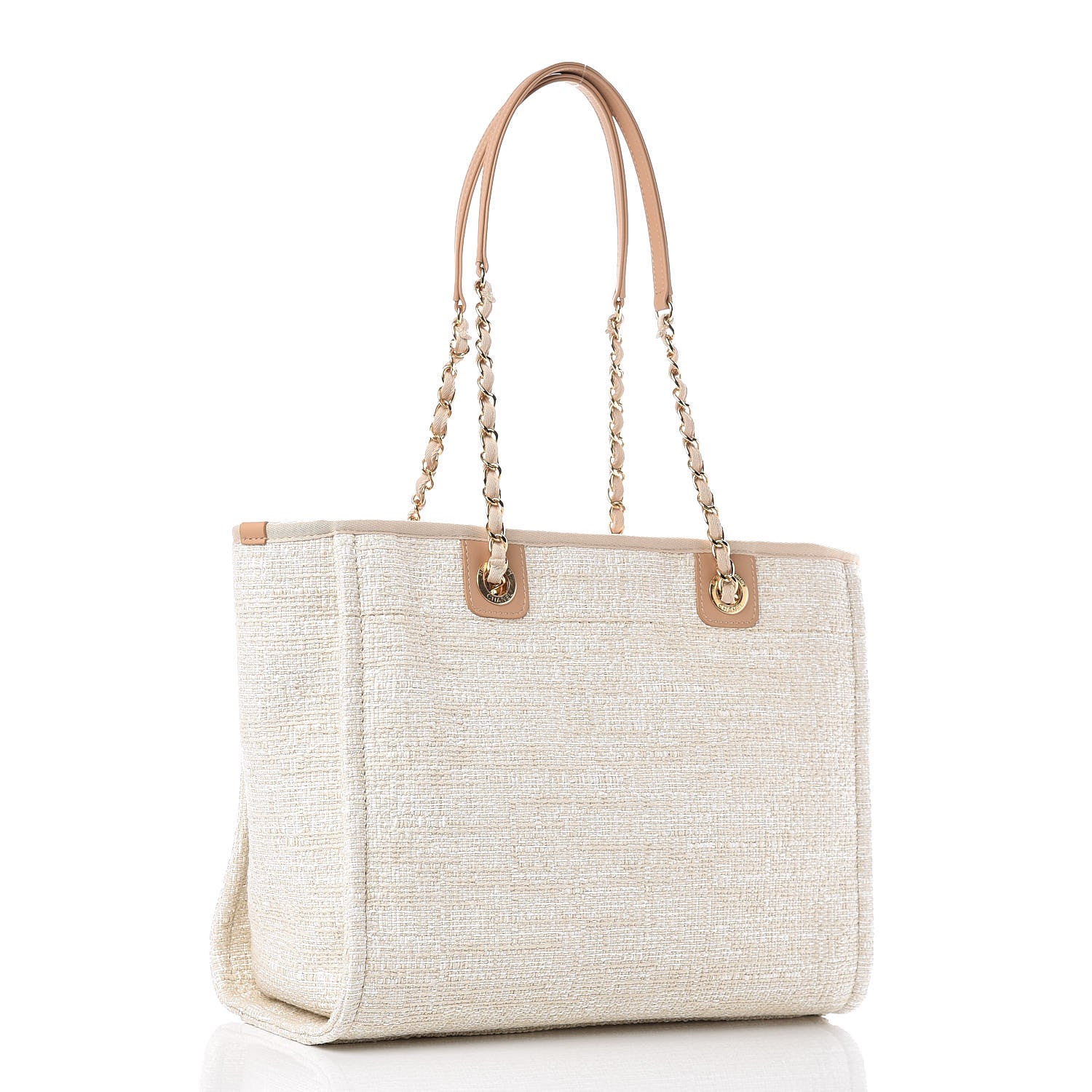 Chanel Canvas Small Deauville Tote Light Beige 3 of 9